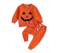 Nsywmzy Toddler Baby Boy Halloween Outfit Long Sleeve Ghost Pumpkin Sweatshirt Tops Elastic Pants Fall Winter Clothes Set (Pumpkin, 2-3T)