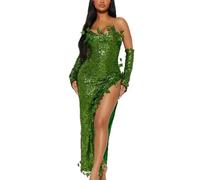 Nsywmzy Women Halloween Forest Fairy Costume Sexy Sequin Fairy Tale Princess Dress With Wings Halloween Cosplay Party Outfits (army green 8, M)