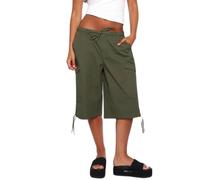 Nsywmzy Women's Cargo Bermuda Shorts Mid Rise Drawstring Knee Length Jorts | Drawstring Cargo Shorts With Adjustable Tie-hem Cuffs & Multi-pockets. Great For Summer, Travel & Daily Streetwear.