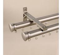 nt Double Track Wall Mount Heavy-Duty Aluminum Sliding Curtain Rails with nt Rollers, Easy to Install Room Divider for Living Room & Bedroom (Gray, 3/10.8FT)