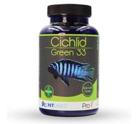 NT Labs Pro-f Cichlid Green Adult Fish Food 3mm Pellet (100g) | Nutritious low-protein sinking pellets with colour-promoting algae. Formulated for adult herbivorous Malawi cichlids.