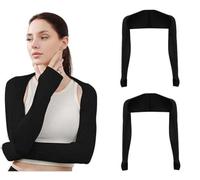 NT-ling 2 Pack Cooling Shawl Arm Sleeves for Women, Sun Sleeves with Finger Hole UV Protection for Golfing, Driving and Outdoor Sports - Stay Stylish and Safe(Black)