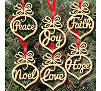 NT-ling Christmas Ornaments, 12 Pieces Wooden Ornaments Christmas Tree Hanging Tags Pendant Embellishments Crafts Decor for Xmas Tree Holiday Wedding Valentine's Day Decorations Gift