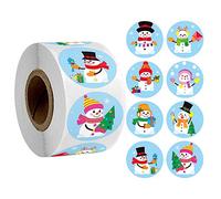 NT-ling Christmas Stickers Christmas Decoration Decorating Gift 1 Roll 500 Posts Assortment Holiday Roll Sticker Santa Snowman Reindeer Stickers for Party Favors Supplies