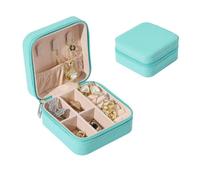 NT-ling Small Travel Jewellery Box for Women, Mini Portable Jewelry Box Organiser, PU Leather, Teenage Girls Gifts, Mother's Day,Valentine's Day Jewellery Case Holder for Women, Girls (Blue)