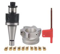NT30 FMB27 Collet Chuck Holder | BAP400R - 80-27 6 - Flute Milling Cutter with APMT1604 Inserts | Exceptional Machining for Metal/Aluminum/Steel | Protective Coating (NT30-FMB27+80 Cutter