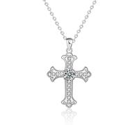 NTALJC 0.5 Carat Moissanite Diamond Pendant Sterling Silver Necklace Accessories Cross Pendant