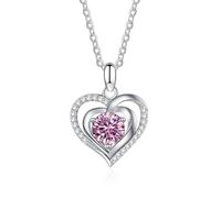 NTALJC 1.0 CT Moissanite Pendant Necklace Sterling Silver Heart Necklace Mother's Day Anniversary Birthday Gift For Women