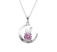 NTALJC 1.0CT Moissanite Diamond Jewelry With Sterling Silver Moon Pendant Necklace For Women Gift