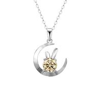 NTALJC 1.0CT Moissanite Diamond Jewelry With Sterling Silver Moon Pendant Necklace For Women Gift