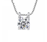 NTALJC 1 Carat Single Cubic Zirconia Silver Pendant Exquisite Shinning Pendant Necklace