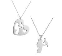 NTALJC 1 Ensemble collier en acier inoxydable nom pour colliers mothers day scie sauteuse bijoux fête des mères pendentif en acier inoxydable collier thème Silver