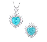 NTALJC 15 * 15mm Tourmaline 5A Zircon Pendant Necklace Rings for Women Wedding Band Jewelry Gifts