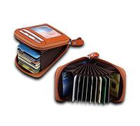 NTALJC 1pc Man Purse for Men Leather Card Holder Cellphone Purse Backpack Purse Blocking Wallet Bag Holders Stainless Steel Cards Pack Protective Sleeve Clip Card Case Shielding Bag Brown