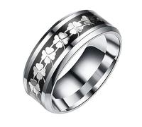 NTALJC 1pc Titanium Steel Decorative Ring Creative Ring Unisex 8mm Black Base Silver Plate for Women Men