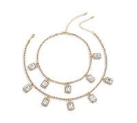NTALJC 2 Layer Necklaces for Womens, Layered Choker Necklaces for Women Adjustable Plated Tennis Necklace with Cubic Zirconia