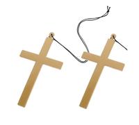 NTALJC 2 Pièces bijoux croix religieuse prêtre des croix bijoux crucifix pendentif croix haloween hallowen costume d'halloween décation collier croix nonne pendentif crucifix Polyester