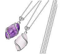 NTALJC 2 Pièces Pendentif rétro creux chaînes collier pour bijoux Cristaux pendentif en cristal naturel pendentif enroulé de fil Pierre naturelle