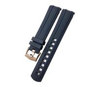 NTALJC 20mm 21mm 19mm Fluorous Silicone Rubber Watchband For Omega New Diver 300 Black Blue Soft Watch Strap