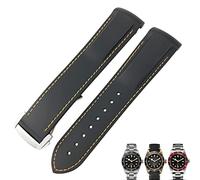 NTALJC 20mm 22mm Rubber Folding Buckle Watch Strap Black Blue Red Watch Bands for Tudor Black Bay for Men Bracelet