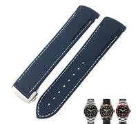 NTALJC 20mm 22mm Rubber Folding Buckle Watch Strap Black Blue Red Watch Bands for Tudor Black Bay for Men Bracelet
