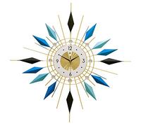NTALJC 24 Inch Starburst Wall Clock, Mid Century Silent Non-Ticking Big Clocks, Large Wall Clock Metal Decorative, Quiet Wall Clock for Living Room Bedroom Kitchen Clocks Wall Decor Decoration