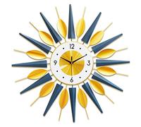 NTALJC 24 Inch Starburst Wall Clock, Mid Century Silent Non-Ticking Big Clocks, Large Wall Clock Metal Decorative, Quiet Wall Clock for Living Room Bedroom Kitchen Clocks Wall Decor Decoration