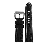 NTALJC 24mm 26mm Large Size for Men Stealth Nylon Leather Sole Bracelet Accessory，for Pam00984 00985 PAM111 PAM441 Series Watch Strap Accessories