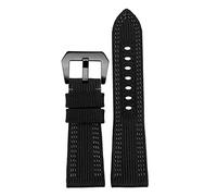 NTALJC 24mm 26mm Large Size for Men Stealth Nylon Leather Sole Bracelet Accessory，for Pam00984 00985 PAM111 PAM441 Series Watch Strap Accessories