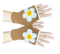 NTALJC 2pack Stylish Flower Knitted Gloves Handmade Fashionable Thermals Gloves For Of Various Ages