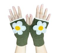 NTALJC 2pack Stylish Flower Knitted Gloves Handmade Fashionable Thermals Gloves For Of Various Ages