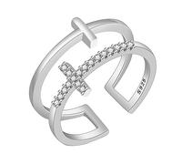 NTALJC 2pcs Cross Ring Rings for Teen Girls Open Rings for Women Rings Adjustable Gothic Rings Pave Rings for Women Christian Rings for Women Goth Rings Women's Ring Miss Vintage