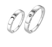 NTALJC 2Pcs Open Ring Creative Finger Jewelry for Couples Stylish Silver Accessory Engagement Anniversary Birthday Celebrations