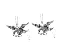 NTALJC 2pcs Vintage Men's Charm Necklace Chain Metal Eagle Pendant for Men jewellery