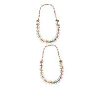 NTALJC 2pcs Wafer Vintage African for Women Boho Beach NecklClay Bead Bracelet Retro Decor Locket Miss Clothing Beaded Coconut Shell jewellery