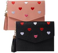 NTALJC 2PCS Wallets for Women Ladies Purse Wallet Credit Card Holder PU Leather Purse Coin Purse with Star Pendant