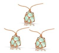 NTALJC 3 Pièces Pendentif En Fluite Déc Bleu Sarcelle Necleses Pour Femmes r Colliers Grunges Pendentif En Pierre Résistant à L'usure Collier Rugueux Tisser Collier Pendentif Cristal
