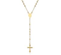 NTALJC 3Mm Oval Bead Rosary Cross Pendant Necklace Center Religion Jewelry