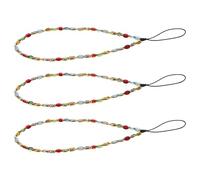 NTALJC 3PCS Beaded Phone Charm Strap Lanyards Wrist Straps Mobile Phone Bead Pendant Bracelets for Travel Vacation Cellphone Decoration