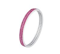 NTALJC 6.5 In Classic S925 Sterling Silver | Cubic Zirconia | Created Ruby | Blue SpineI | Bangle for - Square Shiny Open Design, Perfect For Everyday & Vacation Wear