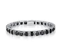 NTALJC 6-7.5 Inches Black Moissanite Tennis for 5.5MM Asscher Cut D Color S925 Sterling Silver Lab Created Diamond Tennis Perfect for Daily Wear