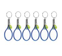NTALJC 6pcs Tennis Keychains With Racket And Ball Sport Accessories Split Ring Keychain Pendants For Key Rings Bag Charms And Party Favors