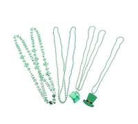 NTALJC 7pcs Shamrock Necklace St Patrick's Day Chain for Irish Gifts Bead Chain Hair Accessories