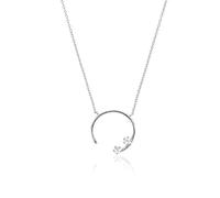 NTALJC 925 Moon Star NecklChain Slim Small Jewelry Fashion Party Jewelry Handmade (Gem Color :)