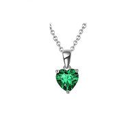 NTALJC 925 Pendant Necklace for Womens Heart Shaped Green Pendant Necklace with Cubic Zirconia