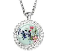 NTALJC 925 SterlingHummingbird For Women And Men, Hummingbird Cardinal Bird Art Picture Glass Rhinestone Chain Cute Bird Jewelry, Cute Animal Jewelry Holiday