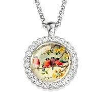 NTALJC 925 SterlingHummingbird For Women And Men, Hummingbird Cardinal Bird Art Picture Glass Rhinestone Chain Cute Bird Jewelry, Cute Animal Jewelry Holiday