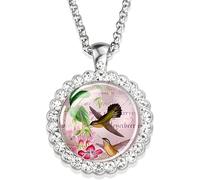 NTALJC 925 SterlingHummingbird For Women And Men, Hummingbird Cardinal Bird Art Picture Glass Rhinestone Chain Cute Bird Jewelry, Cute Animal Jewelry Holiday