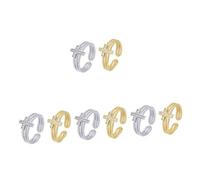 NTALJC Adjustable Rhinestone Cross Rings for Women Open Design Statement Rings Comfortable Wear Present for Girlfriends and Mothers
