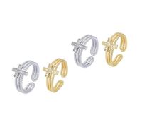 NTALJC Adjustable Rhinestone Cross Rings for Women Open Design Statement Rings Comfortable Wear Present for Girlfriends and Mothers